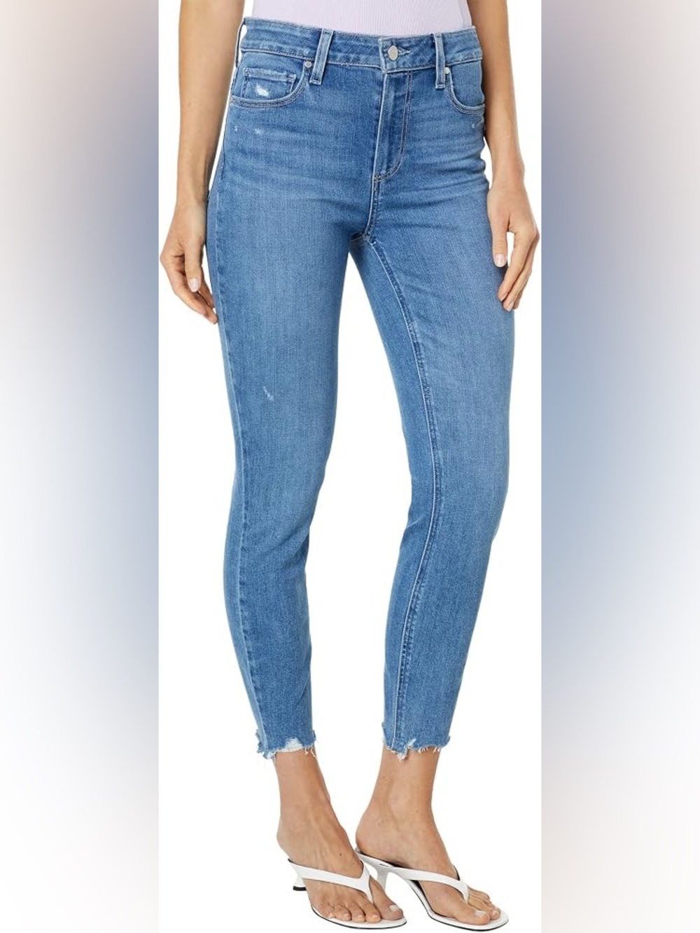 PAIGE Hoxton Cropped in Faded Blue Wash with Raw Hem 24”